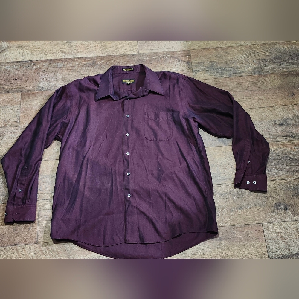 Villini (Roberto) men's black & red striped long sleeve button up - Picture 3 of 9